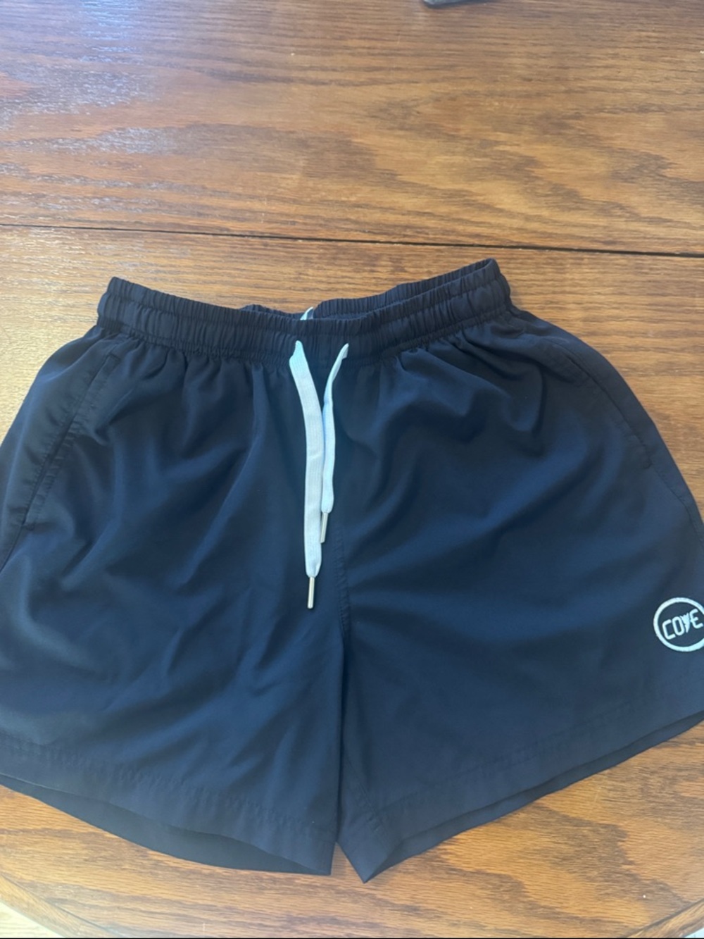 Cove Black Athletic Shorts with White Drawstring